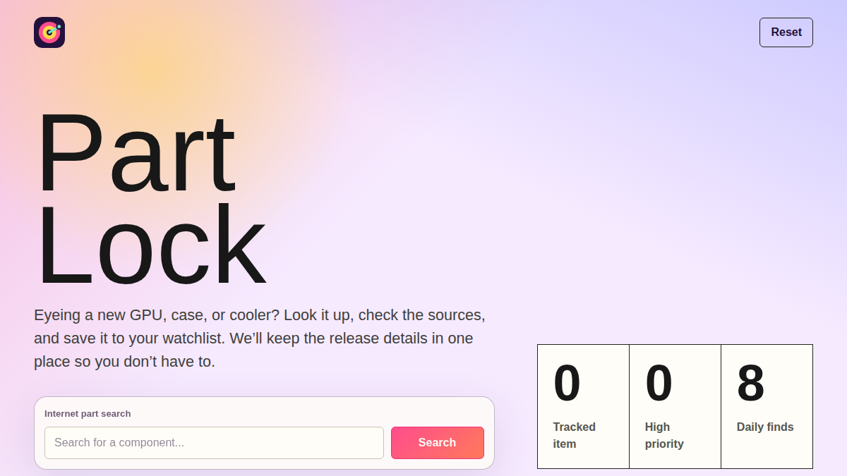 Preview of the Part Lock app
